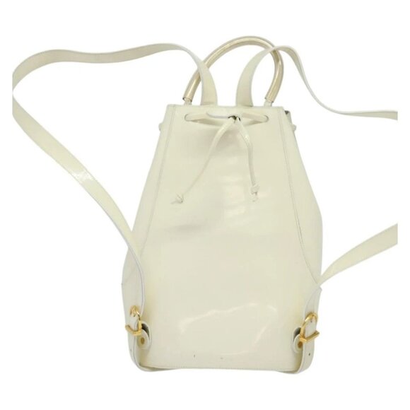 Salvatore Ferragamo Gancini Backpack Patent leather White Auth BA5435 main image 10